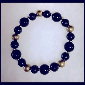 6”Black and Gold Beaded Stretch Pullover Bracelet